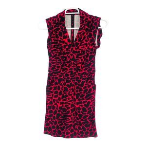 ARK & CO Women’s Hot Pink Leopard Print V-NECK SLEEVELESS DRESS‎ SZ Small S